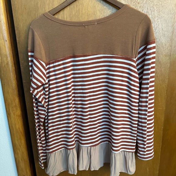 Kori American Brown striped long sleeved sweater shirt size‎ small - Picture 4 of 9